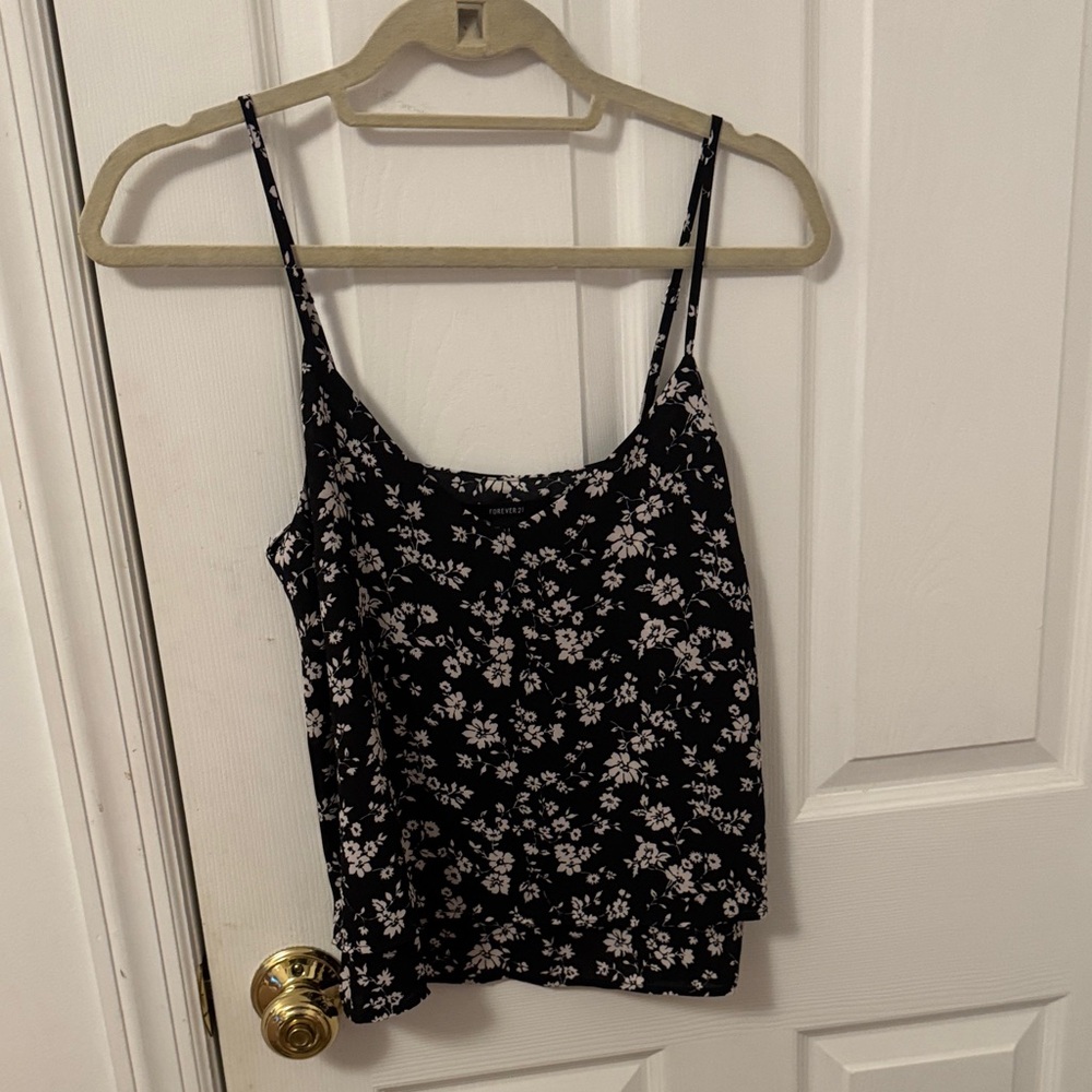 Forever 21 Black and White Floral Camisole